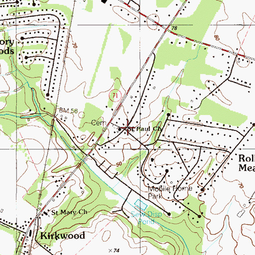 Topographic Map of Saint Paul Church, DE