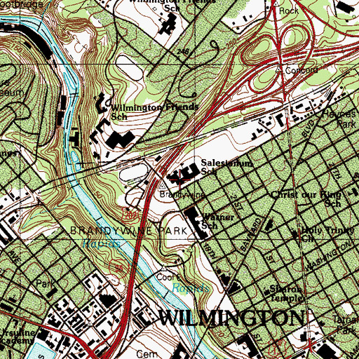 Topographic Map of Salesianum School, DE