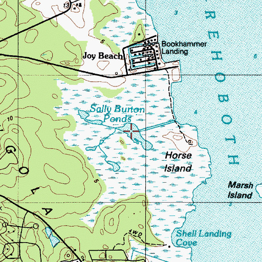 Topographic Map of Sally Burton Ponds, DE