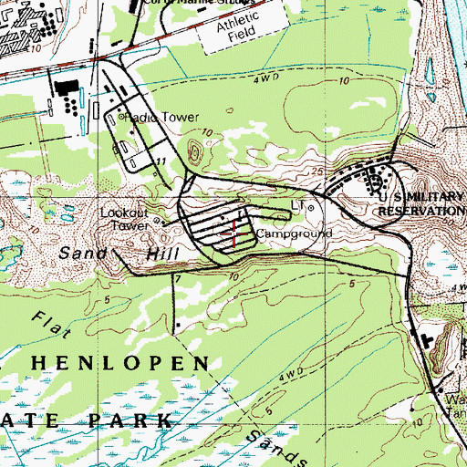 Topographic Map of Sand Hill, DE