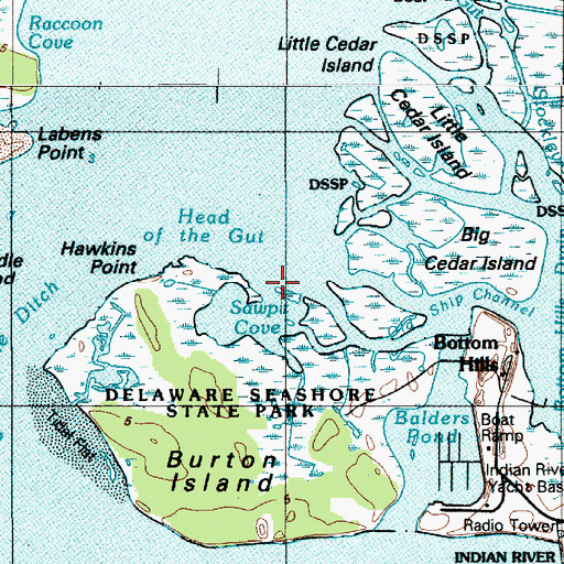 Topographic Map of Sawpit Cove, DE