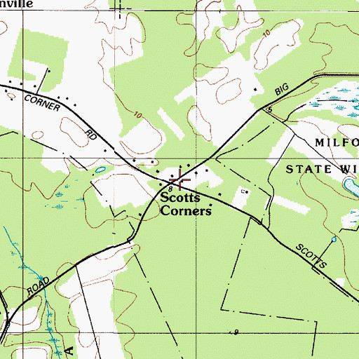 Topographic Map of Scotts Corners, DE