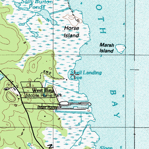 Topographic Map of Shell Landing Cove, DE