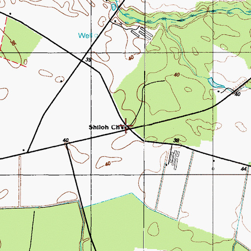 Topographic Map of Shiloh Church, DE