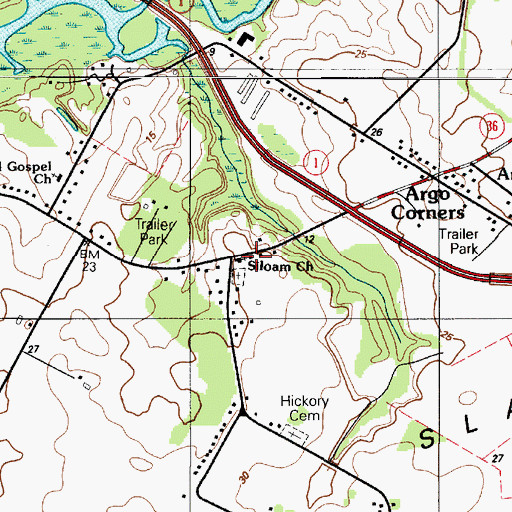 Topographic Map of Siloam Church, DE