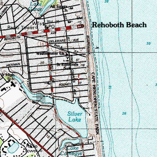 Topographic Map of Silver Lake, DE