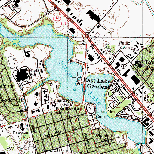 Topographic Map of Silver Lake, DE