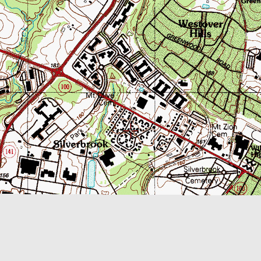 Topographic Map of Silverbrook, DE