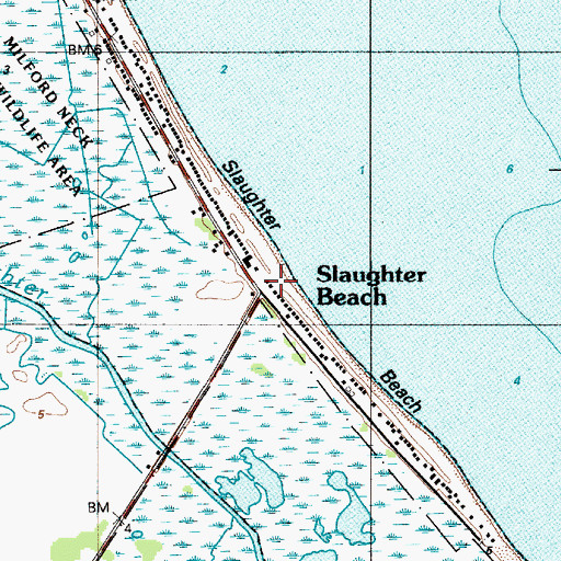Topographic Map of Slaughter Beach, DE