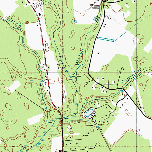 Topographic Map of Sockorockets Ditch, DE