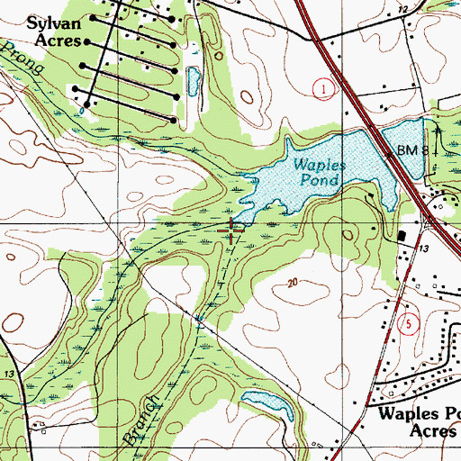Topographic Map of Sowbridge Branch, DE