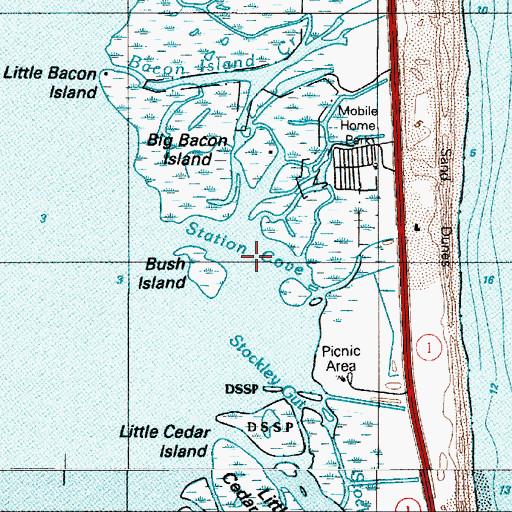 Topographic Map of Station Cove, DE