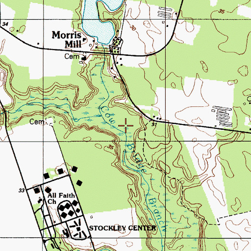 Topographic Map of Stockley Branch, DE