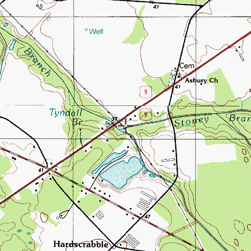 Topographic Map of Stoney Branch, DE