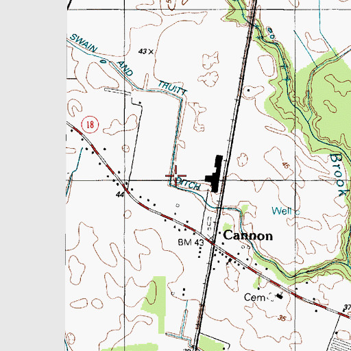 Topographic Map of Swain and Truitt Ditch, DE