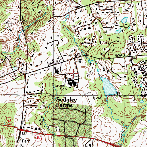 Topographic Map of The Tatnall School, DE