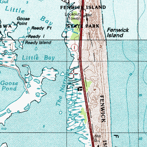 Topographic Map of The Narrows, DE