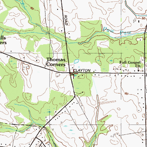 Topographic Map of Thomas Corners, DE