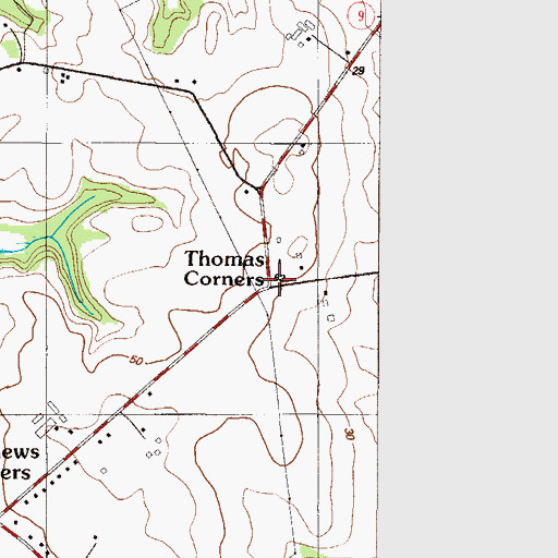 Topographic Map of Thomas Corners, DE