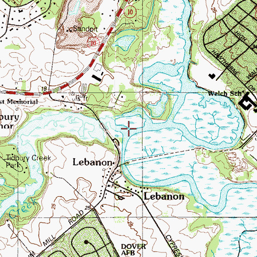 Topographic Map of Tidbury Creek, DE