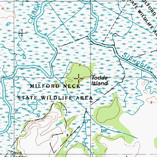 Topographic Map of Todds Island, DE