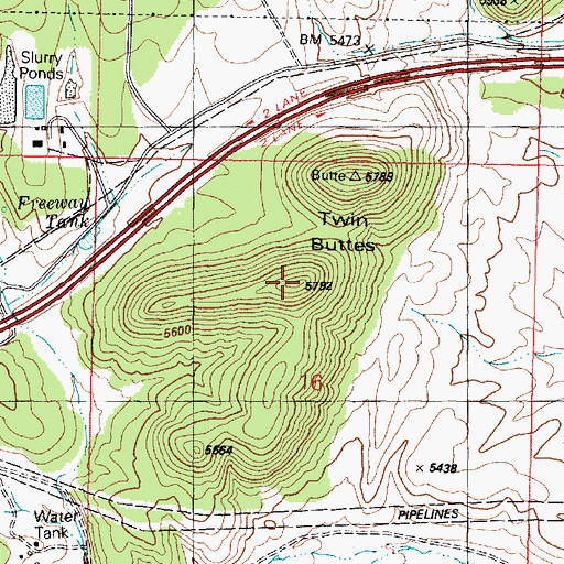 Topographic Map of Twin Buttes, AZ