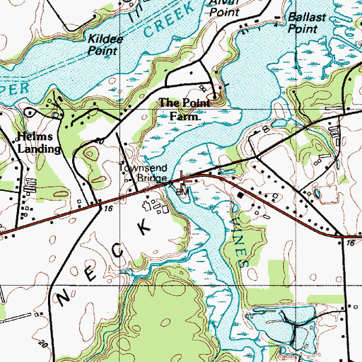 Topographic Map of Townsend Bridge, DE