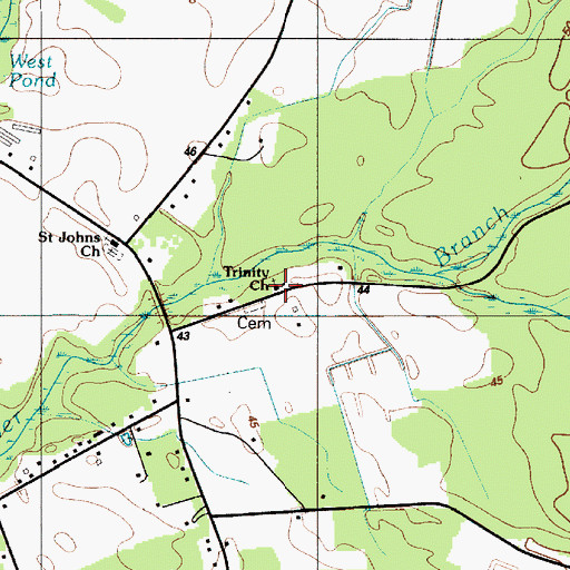Topographic Map of Trinity Church, DE