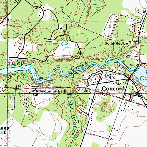 Topographic Map of Tubbs Branch, DE