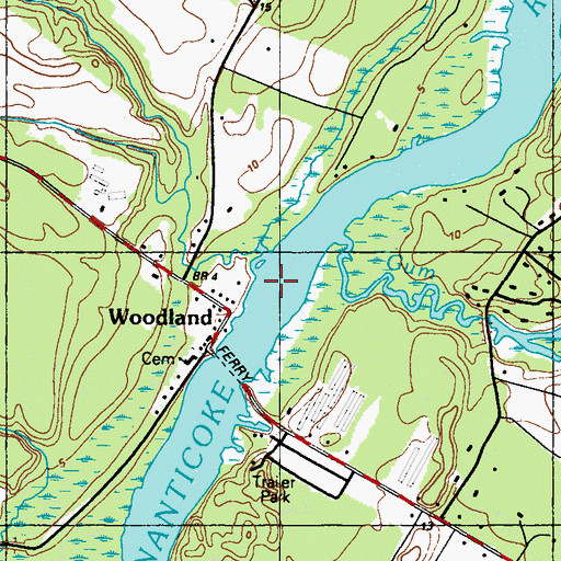 Topographic Map of Turtle Branch, DE