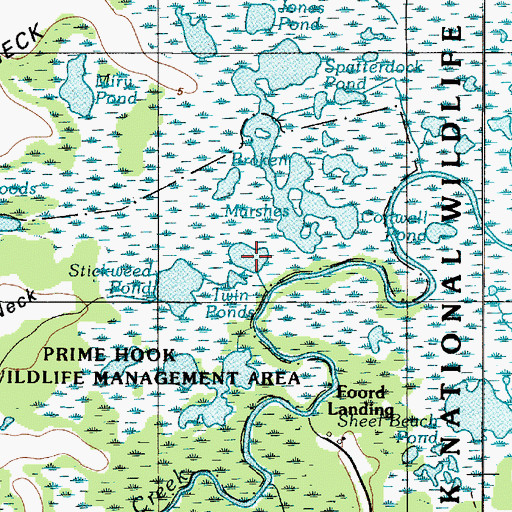 Topographic Map of Twin Ponds, DE