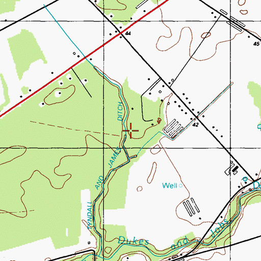 Topographic Map of Tyndall and James Ditch, DE
