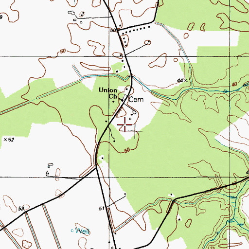 Topographic Map of Union Church, DE