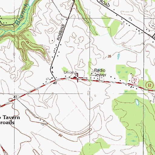 Topographic Map of Union School, DE