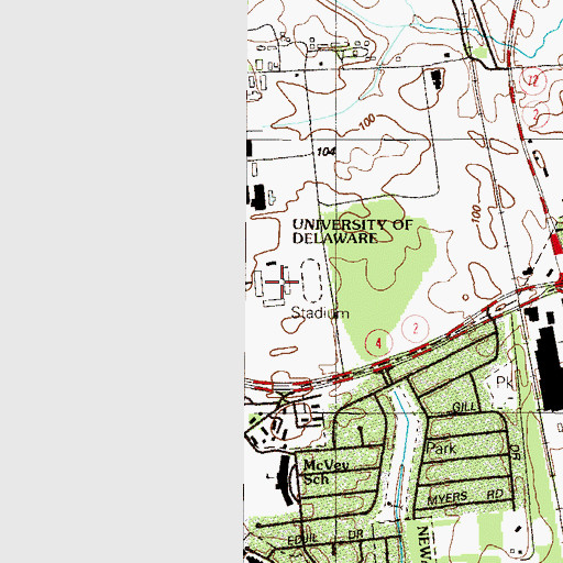 Topographic Map of University of Delaware Stadium, DE