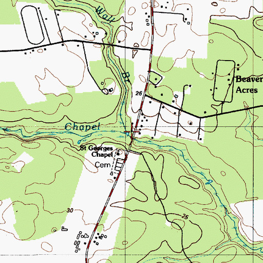 Topographic Map of Wall Branch, DE