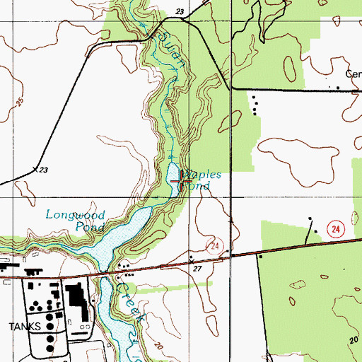 Topographic Map of Waples Pond, DE