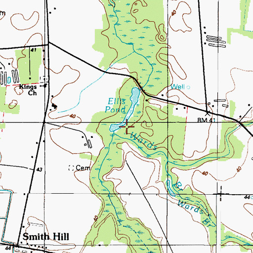Topographic Map of Wards Branch, DE