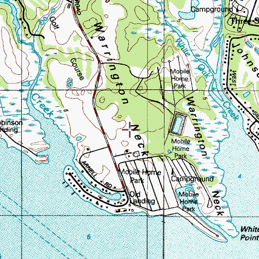 Topographic Map of Warrington Neck, DE