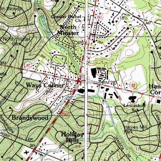 Topographic Map of Ways Corner, DE