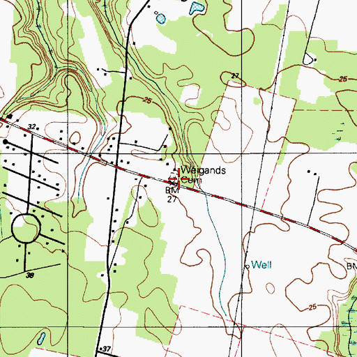 Topographic Map of Weigands Cemetery, DE