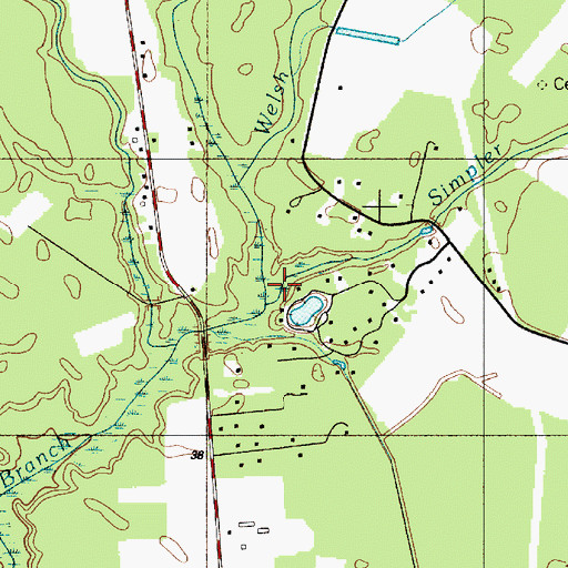 Topographic Map of Welsh Branch, DE