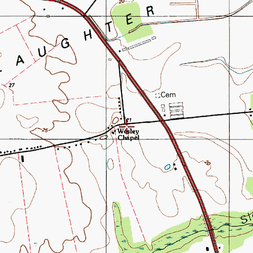 Topographic Map of Wesley Chapel, DE