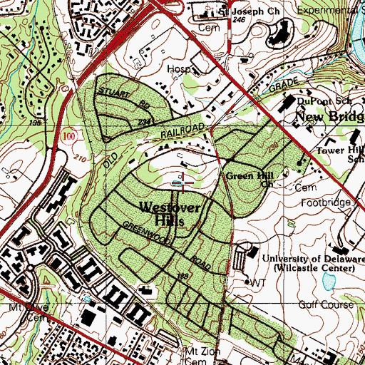 Topographic Map of Westover Hills, DE