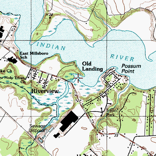 Topographic Map of Whartons Branch, DE