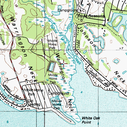 Topographic Map of White Oak Creek, DE