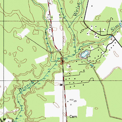 Topographic Map of White Oak Swamp Ditch, DE