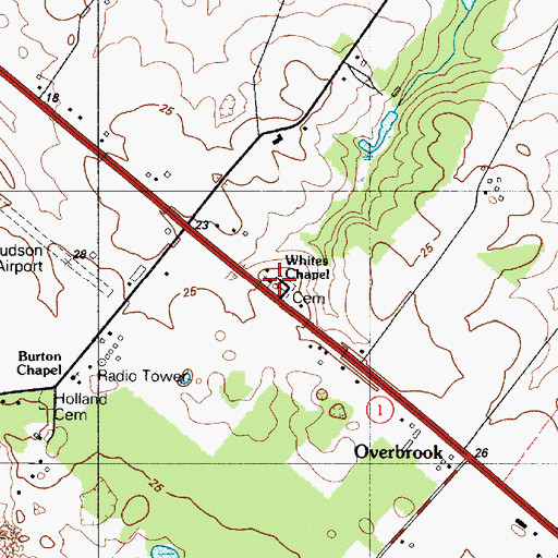 Topographic Map of Whites Chapel, DE