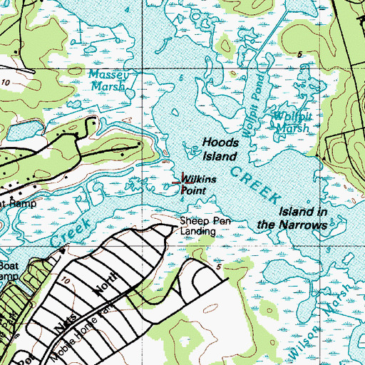 Topographic Map of Wilkins Point, DE