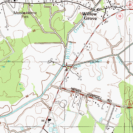 Topographic Map of Willow Grove Prong, DE